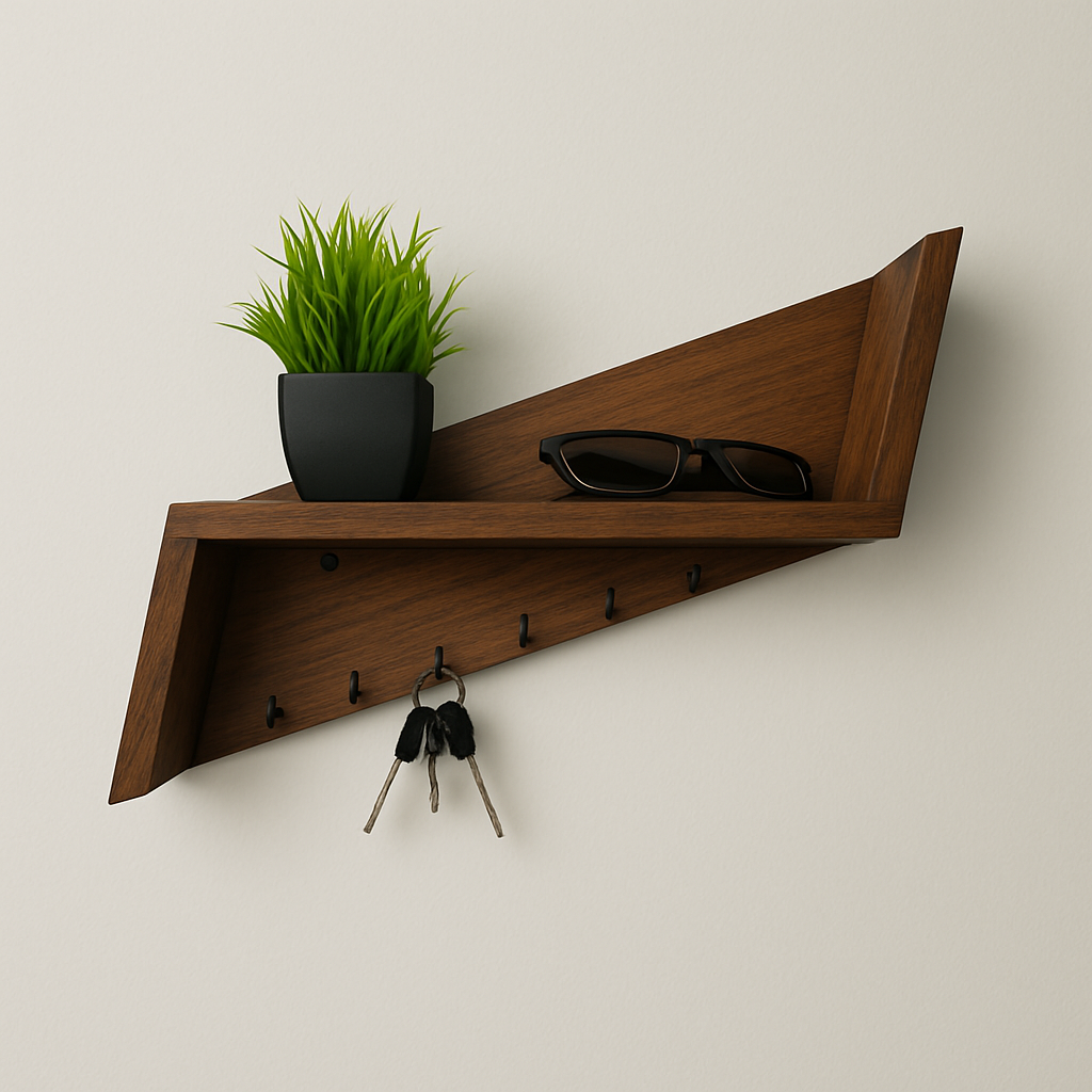 Wooden Wall Key Shelf