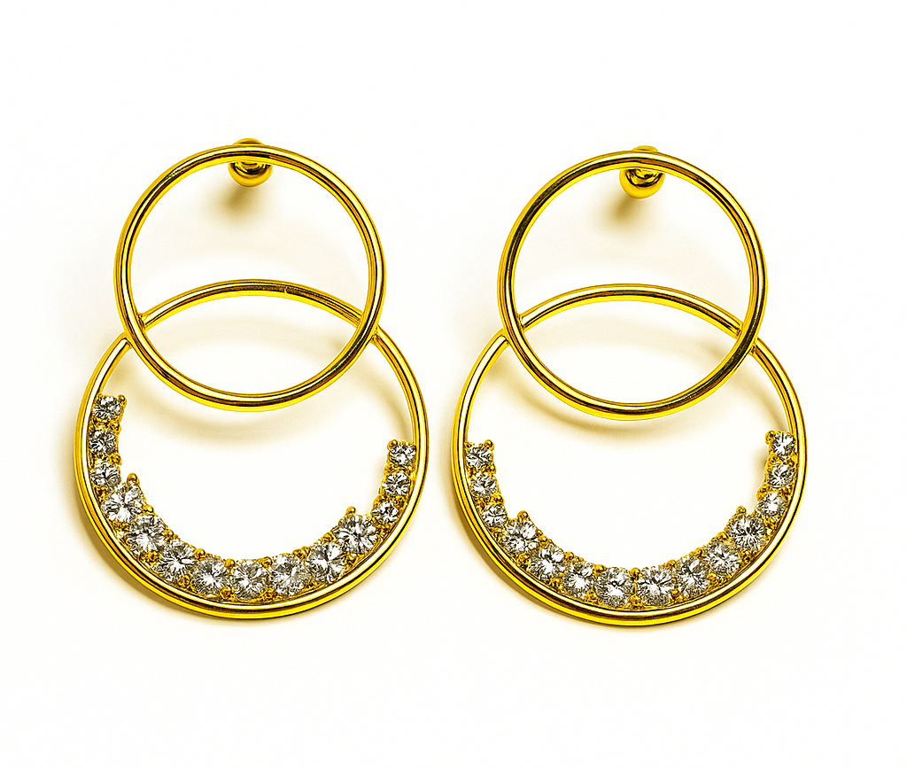 Double Circle Zircon Dazzle Earring - Image 2